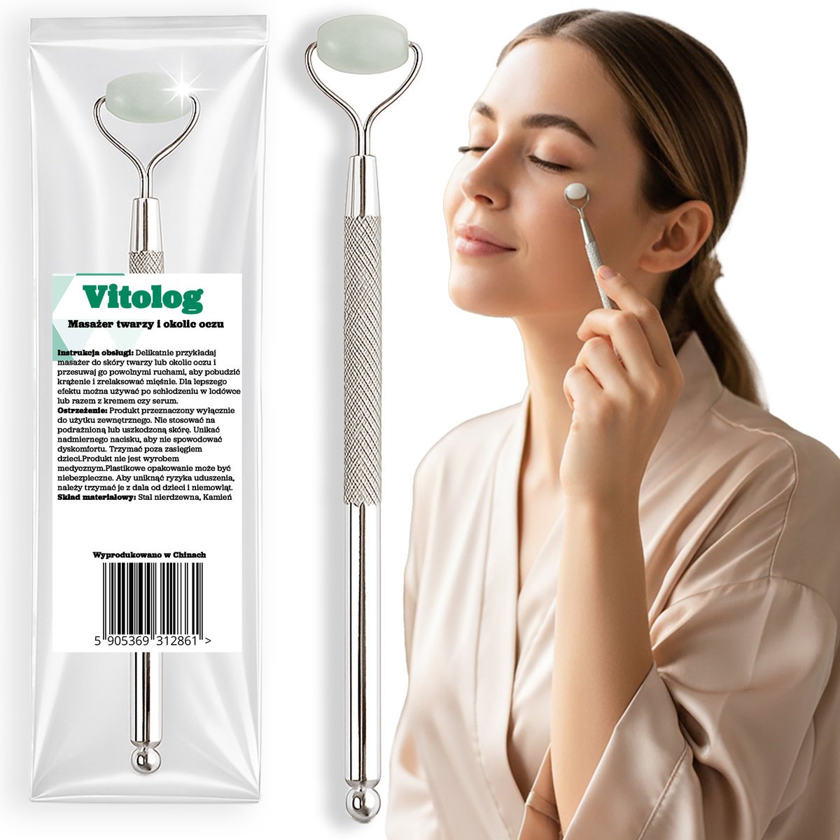 Mini Masażer do Twarzy Szyi Podbródka Ust pod Oczy Roller Rolka Gua Sha