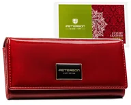 Portfele - Portfel damski skórzany duży czerwony RFID PETERSON - miniaturka - grafika 1