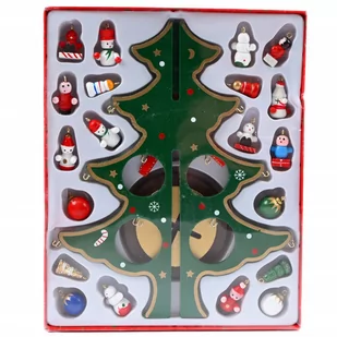 ŚWIĄTECZNA DEKORACJA DREWNIANA CHOINKA Z FIGURKAMI BOŻE NARODZENIE ŚWIĘTA - Bombki - miniaturka - grafika 1