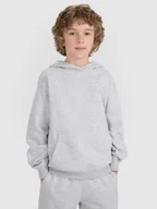 Bluzy dla chłopców - 4F Bluza dresowa nierozpinana z kapturem chłopięca - szara 122 (6-7 lat) - miniaturka - grafika 1