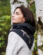 Apaszki i szaliki damskie - Szal wełniany czarny ze srebrną skórą - miniaturka - grafika 1