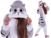 Stroje karnawałowe - Piżama Kigurumi Onesie Dla Dzieci Szary Kot, Rozmiar 120 - miniaturka - grafika 1