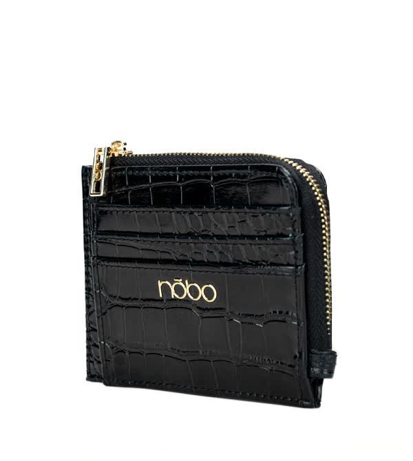 Mały portfel etui na karty czarne Nobo