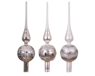 Czubek Na Choinkę Ze Szkła Srebrny Ozdobny Brokat - Ozdoby bożonarodzeniowe - miniaturka - grafika 1