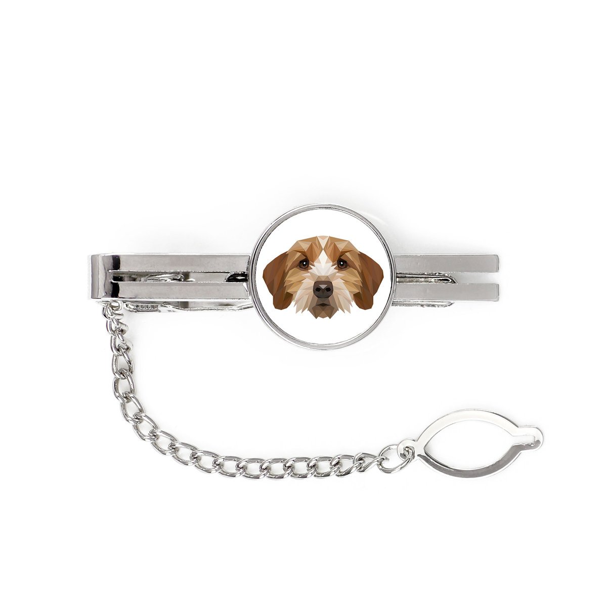 Basset bretoński, Basset Fauve de Bretagne -geometryczna spinka ze zdjęciem i napisem do krawata Art-Dog
