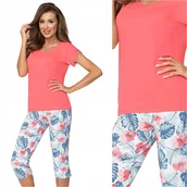 Piżamy damskie - Piżama damska krótki rękaw z wiskozy DONNA Mila koralowa S 36 - miniaturka - grafika 1