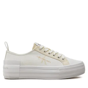 Tenisówki Calvin Klein Jeans Bold Vulc Flatf Low Lace Mix Mtl YW0YW01465 Écru - Trampki damskie - miniaturka - grafika 1