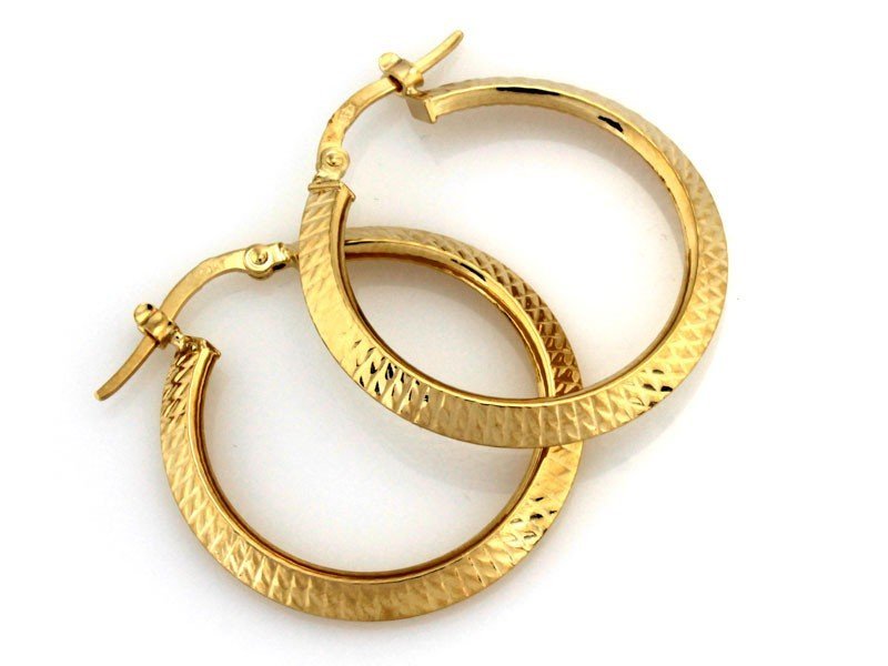 Diamentowane złote 585 kolczyki koła 29mm 3.04g