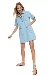 Trendyol Damska mini sukienka koszulowa, regularna sukienka dżinsowa, Jasnoniebieski, 68 - Sukienki - miniaturka - grafika 1