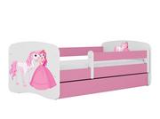 Łóżka dla dzieci i młodzieży - Łóżko dla dziecka, barierka, Babydreams, księżniczka i konik, różowe - miniaturka - grafika 1