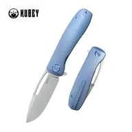 Noże - Nóż składany Kubey Supercell Blue Titanium, Stonewashed 14C28N by K.C. Spiron (KU353B) - miniaturka - grafika 1