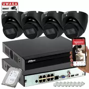 Zestawy do monitoringu - Monitoring domu 4 kamery Dahua IPC-HDW1530T-0280B-S6-BLACK 5MPx IR30 Mikrofon PoE - miniaturka - grafika 1