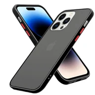 Etui i futerały do telefonów - Pokrowiec Etui Do Apple iPhone 14 PRO w Matowe Czarno - Czerwone Guziki TPU Hard Case Obudowa Ochronny Cadorabo - miniaturka - grafika 1