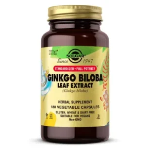Solgar Ginkgo Biloba Leaf Extract - Ginko Biloba wyciąg z liści miłorzębu japońskiego Suplement diety 180 kaps. - Układ nerwowy - miniaturka - grafika 1