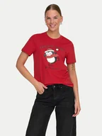 Koszulki i topy damskie - ONLY T-Shirt Kita 15331069 Czerwony Regular Fit - miniaturka - grafika 1