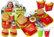 Zabawki AGD - Zabawkowy Zestaw Fast Food Hamburger Frytki Tacka - miniaturka - grafika 1