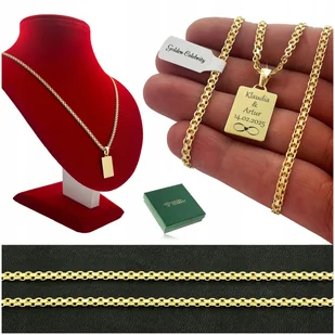 Złoty Łańcuszek Bismark Nieśmiertelnik Z Grawerem 925/585 Prezent 45Cm 3Mm - Łańcuszki - miniaturka - grafika 1