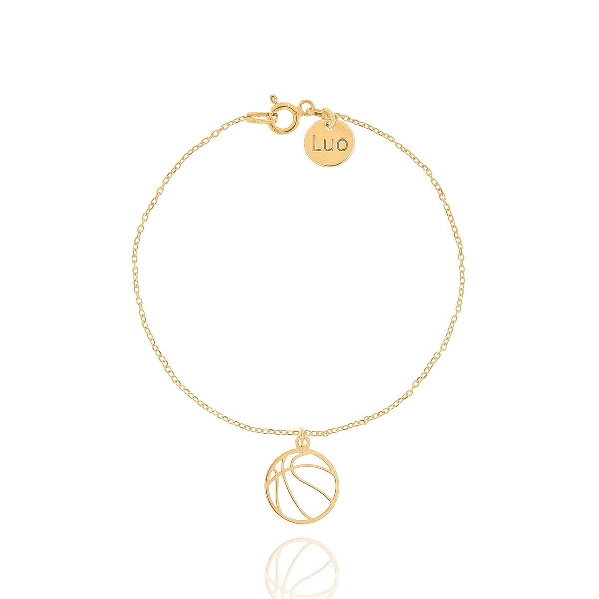 Bransoletka srebrna pozłacana z piłką do koszykówki