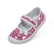 Kapcie damskie - Dziewczęce kapcie w serduszka z kokardką 3D różowo-szare - miniaturka - grafika 1