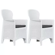 Fotele i krzesła ogrodowe - vidaXL Krzesła ogrodowe z poduszkami, 2 szt., białe, plastikowe - miniaturka - grafika 1