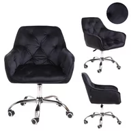 Krzesła - Krzesło FLOSSI welurowe obrotowe czarne 57x65x90 - miniaturka - grafika 1