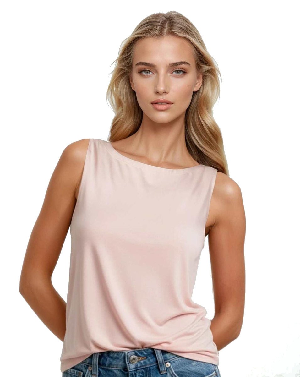 Koszulka damska na szerokich ramiączkach oversize Jakina różowa XL