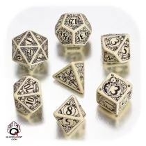 Q-Workshop Komplet kości Steampunk - beżowo-czarny 5907699491124 - Akcesoria do gier planszowych - miniaturka - grafika 1