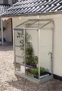 VITAVIA szklarnia przyścienna IDA 900 srebrna (0,9 m2; 0,69 x 1,32 m) + baza - Szklarnie ogrodowe - miniaturka - grafika 2