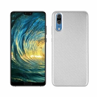 Protect Etui Carbon Fiber TPU Huawei P20, srebrne 5902610301926 - Etui i futerały do telefonów - miniaturka - grafika 1