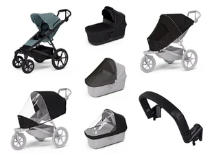 Wózek miejski Thule Urban Glide 4-wheel Mid blue + Bassinet Black SET 7in1 - Wózki dziecięce - miniaturka - grafika 1