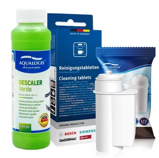 Zestaw Bosch, Filtr Aqualogis AL-Inte, Siemens Tabletki TZ80001, Aqualogis Verde 250ml - Akcesoria i części do ekspresów do kawy - miniaturka - grafika 1
