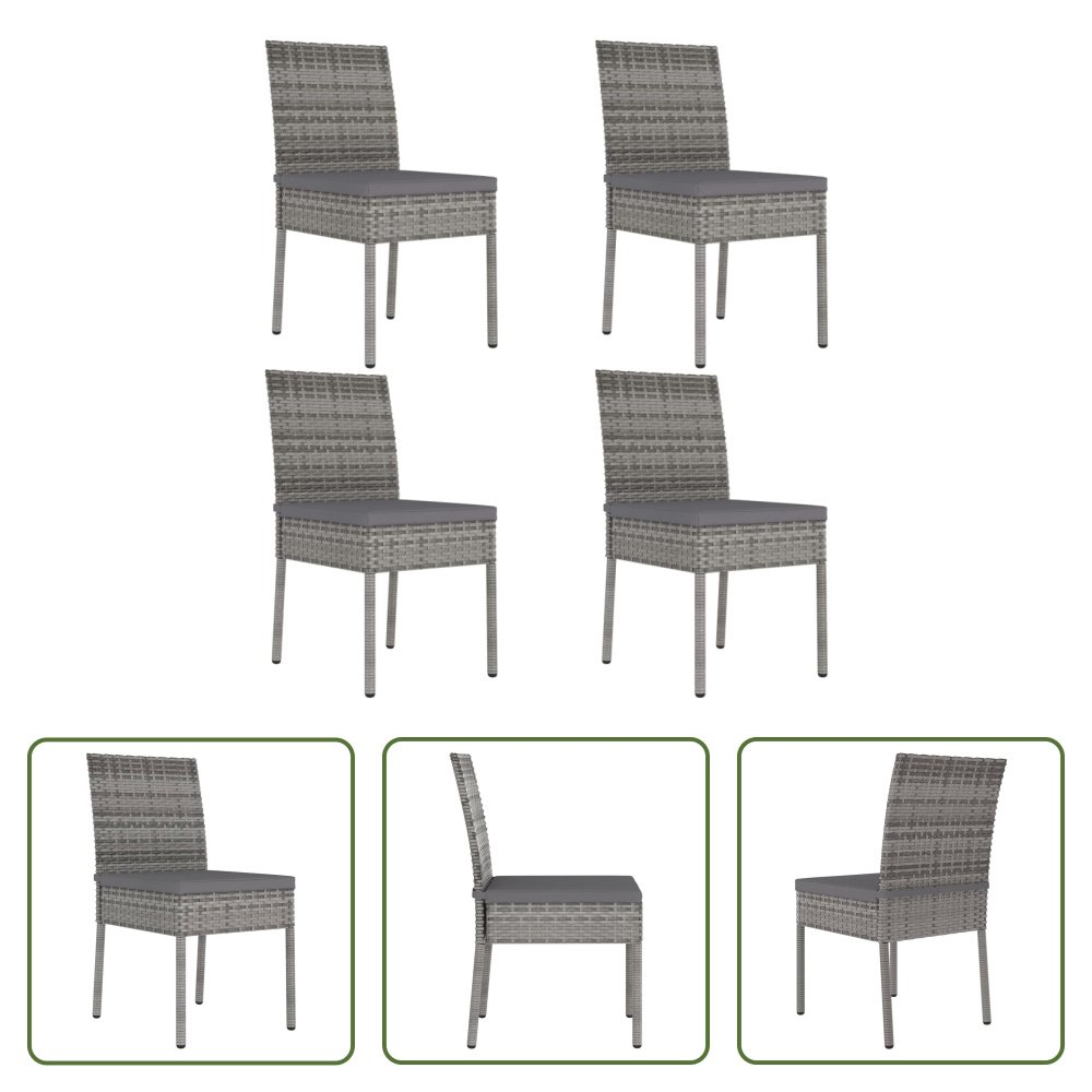 The Living Store Krzesła ogrodowe do jadalni 4 szt. Poly Rattan Grey