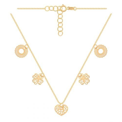 Złoty Naszyjnik Łańcuszkowy Serce 585 1.3 g, dł. 45 cm Rodium