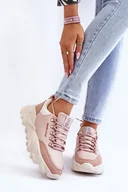 Sneakersy damskie - Damskie Sneakersy Na Platformie Cross Jeans Kk2R4072C Nude-37 - miniaturka - grafika 1