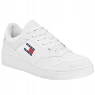 Buty sportowe męskie - Buty sportowe meskie Tommy Hilfiger Retro Basket Ess białe - miniaturka - grafika 1