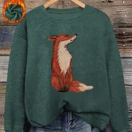 Swetry damskie - TEMU Elegancka Bluzka z Nadrukiem Czerwonego z Nutą Spokoju, Damska – Podszewka, Styl , Casual, Okrągły Dekolt, Sztuczna Tkanina na Jesień i Zimę - miniaturka - grafika 1