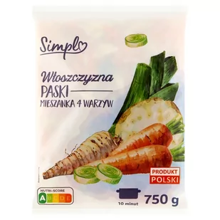 Simpl Włoszczyzna paski mieszanka 4 warzyw 750 g - Mrożonki warzywne i owocowe - miniaturka - grafika 1