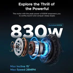 ENGWE Y600 Electric Scooter, 600W Motor, 48V 18.2Ah Battery, 10*4-inch Fat Tires, 25km/h Max Speed, 70km Range, Mechanical Disc - Hulajnogi elektryczne - miniaturka - grafika 6