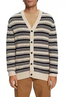 Swetry damskie - ESPRIT Kardigan w paski z dekoltem w serek, 100% bawełna, grantowy, XL - miniaturka - grafika 1