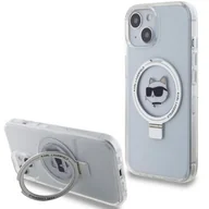 Etui i futerały do telefonów - Karl Lagerfeld KLHMP15SHMRSCHH iPhone 15 6.1" biały/white hardcase Ring Stand Choupette Head MagSafe - miniaturka - grafika 1