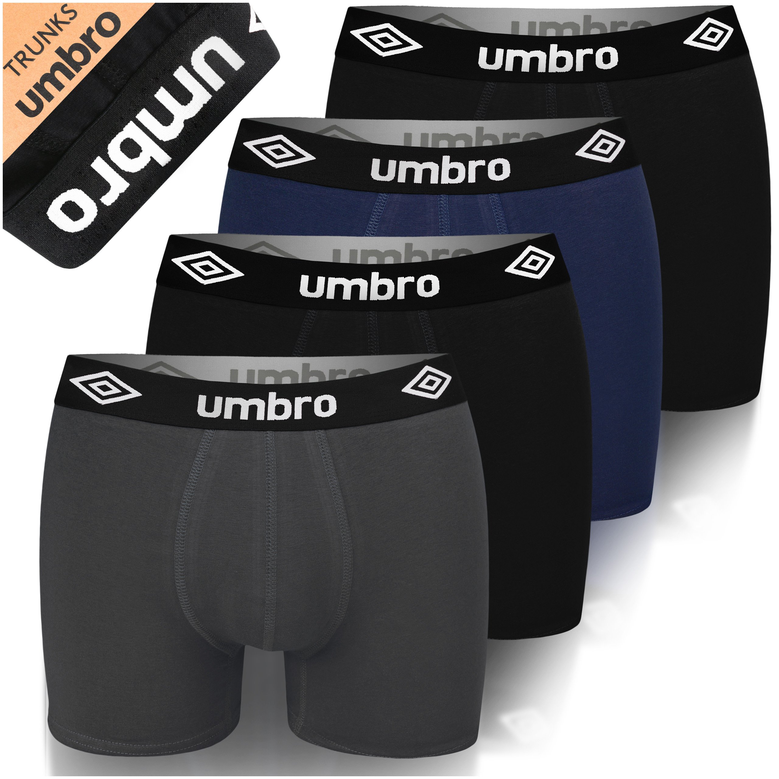 UMBRO PREMIUM Bokserki męskie bawełna 4 pack Elastyczne, miękkie majtki dla mężczyzn Idealne dopasowanie Doskonały komfort, jakość, L