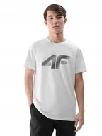 Koszulki męskie - T-shirt koszulka męska 4F 4FWMM00TTSHM2257 biały - miniaturka - grafika 1