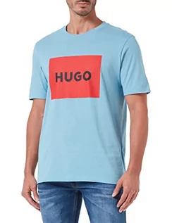 Koszulki męskie - HUGO T-shirt męski, Turquoise/Aqua448, L - grafika 1
