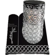 Lampiony i znicze - Znicz witraż VIP Premium solar SZKA11S 25 cm srebrny Ilumini - miniaturka - grafika 1