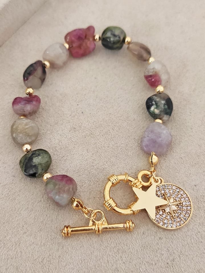 Nakkash Pozłacana bransoletka z turmalinem