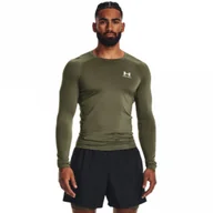 Koszulki sportowe męskie - Męski longsleeve treningowy UNDER ARMOUR UA HG Armour Comp LS - khaki - miniaturka - grafika 1