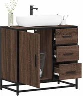 Umywalki - Bathroom Sink Cabinet Brown Oak Engineered wood, Metal Medium - miniaturka - grafika 1