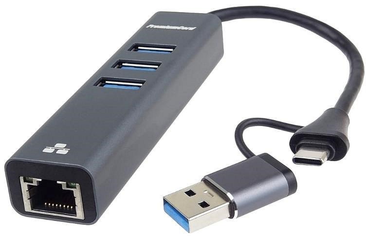 Adapter USB PremiumCord Adapter USB-C na USB-A Gigabit 10/100/1000Mbps + 3x USB 3.2 złącze ku31ether06