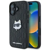 Etui i futerały do telefonów - Karl Lagerfeld KLHCP16SPGKLCHPK iPhone 16 6.1" czarny/black hardcase Monogram Choupette Head Pin - miniaturka - grafika 1