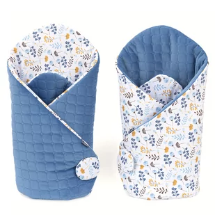 MAMO-TATO Rożek niemowlęcy dwustronny Velvet PIK - Miłorząb niebieski / jeans - Rożki i beciki - miniaturka - grafika 1